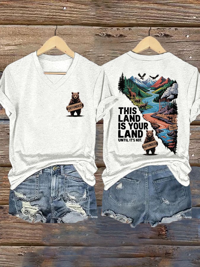 Women's This Land Is Your Land Until It's Not Printed T-shirt