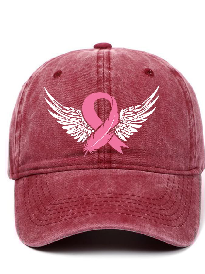 Breast Cancer Wings Print Baseball Cap