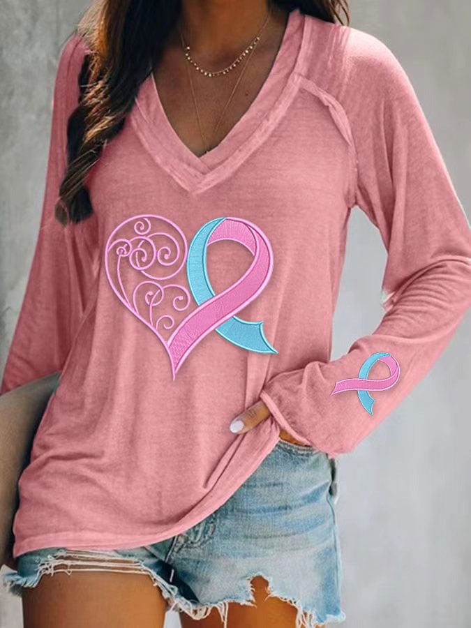 Women's Pink Breast Cancer Love Long Sleeve T-Shirt