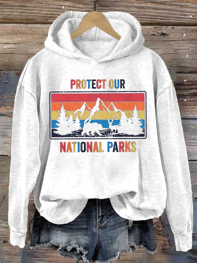 Women's Retro Retro Protect Our National Parks Printed Hoodie