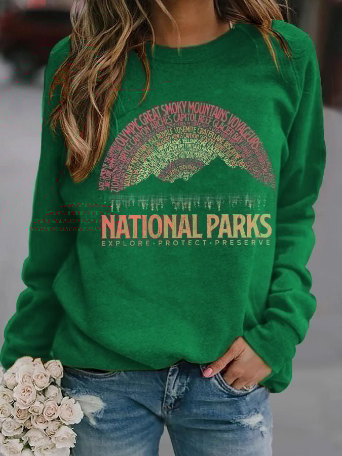 Women's National Parks Explore, Protect, Preserve Print Sweatshirt