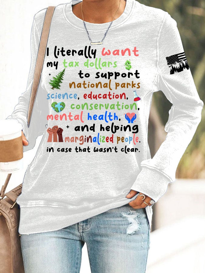 Women's Support National Parks Print Round Neck Sweatshirt