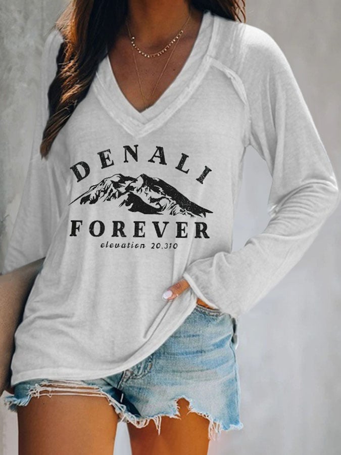 V-neck Retro Denali Forever Elevation 20,310 Print T-Shirt