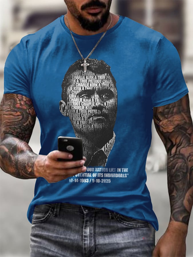Men's Retro A True Patriot The Greatness Of Our Nation Lies In The Power And Potential Of Its Individuals Print T-Shirt