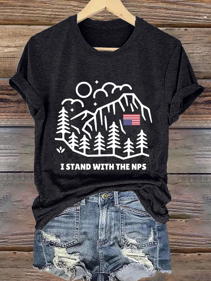 Retro I Stand With The NPS National Park Support Print T-Shirt