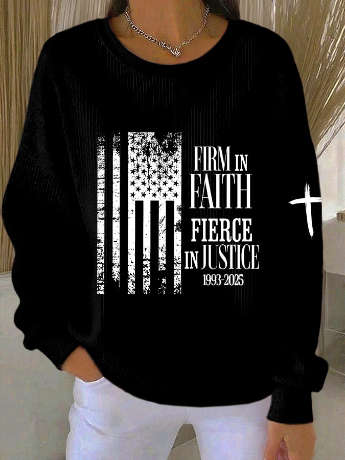 Women's Firm In Faith Fierce In Justice Print Casual Sweatshirt