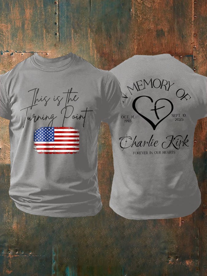 Men's Retro This Is The Turning Point In Memory Of Forever In Our Hearts Print T-Shirt