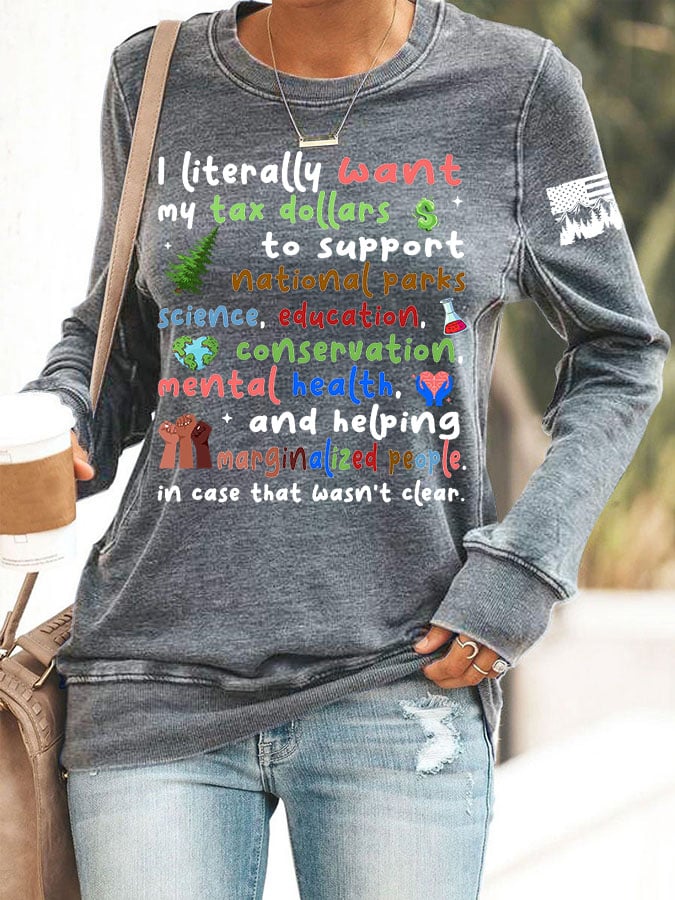 Women's Support National Parks Print Round Neck Sweatshirt