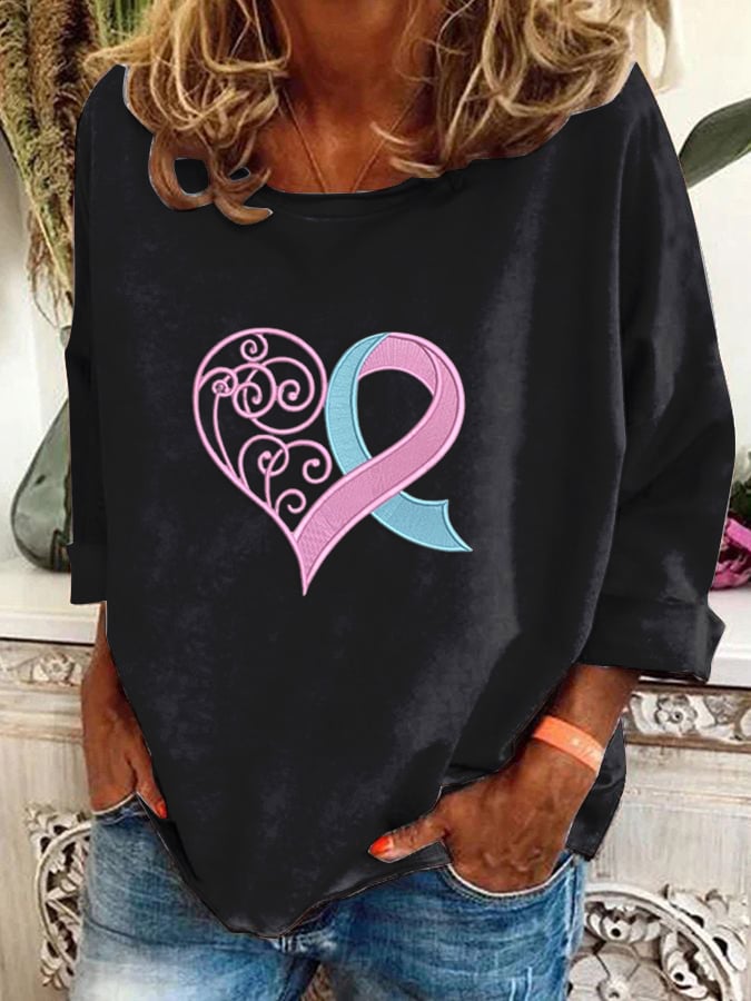 Women's Breast Cancer Awareness Printed Long Sleeve Sweatshirt
