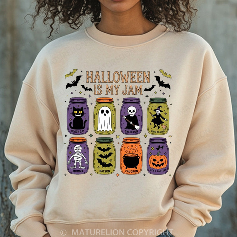 Maturelion Halloween Sweatshirt Popular Halloween Is My Jam Women Washed Sweatshirt
