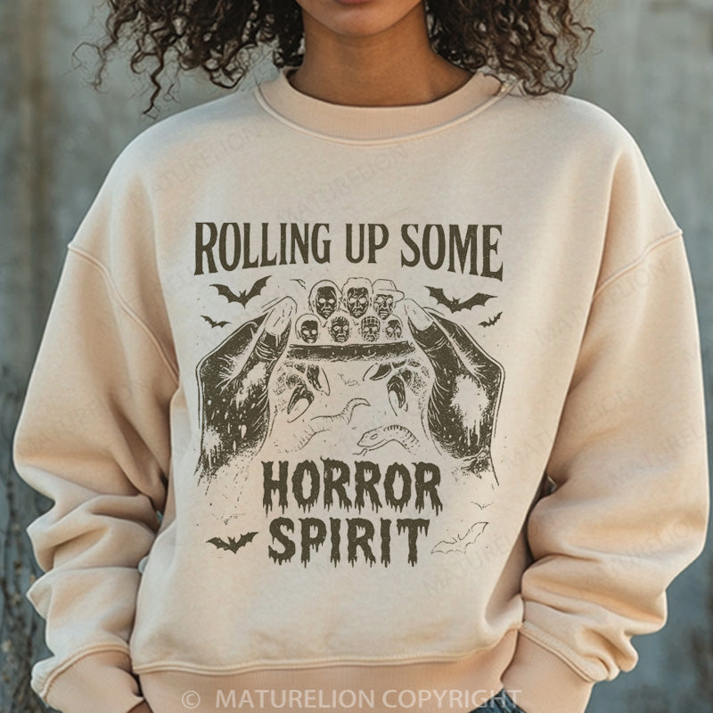 Maturelion Halloween Sweatshirt Rolling Up Some Horror Spirit Women Washed Sweatshirt