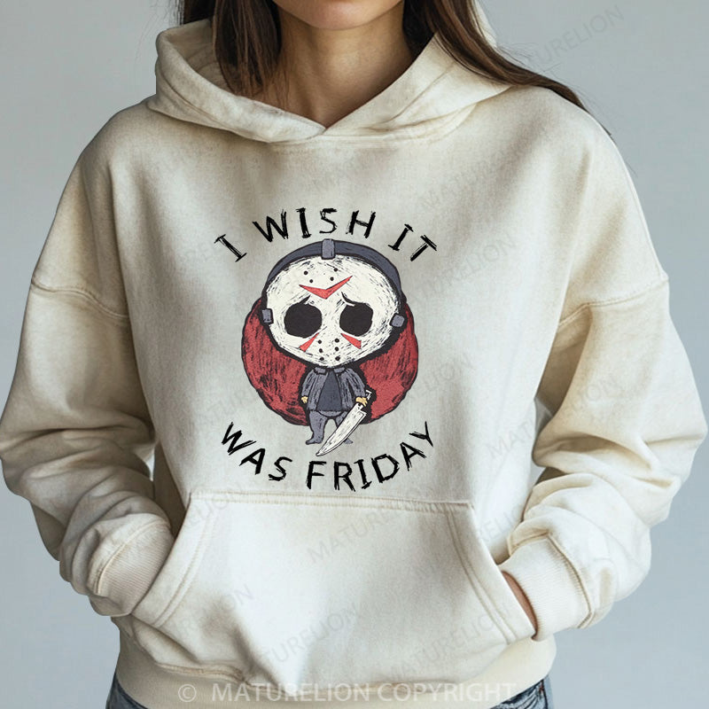 Maturelion Halloween Hoodie I Wish It Was Friday Jason Voorhees Women Washed Hoodie