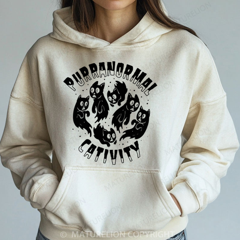 Maturelion Halloween Hoodie Cat Ghost Women Washed Hoodie