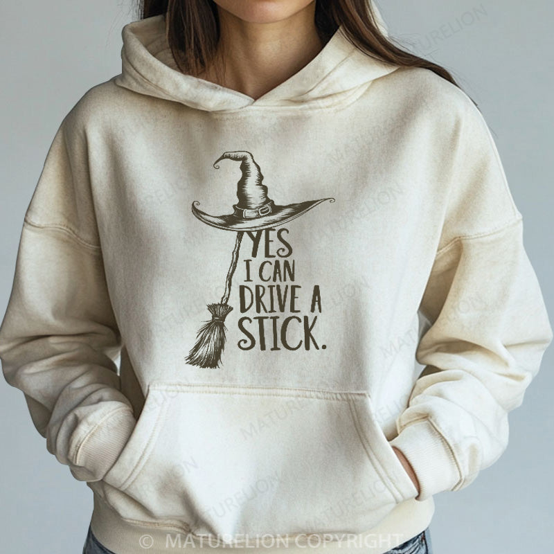 Maturelion Halloween Hoodie Yes I Can Drive A Stick Women Washed Hoodie