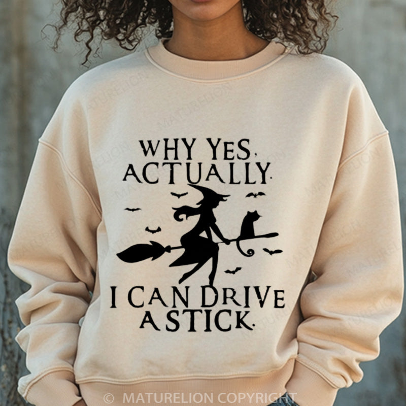 Maturelion Halloween Sweatshirt Witch Driving Stick Women Washed Sweatshirt