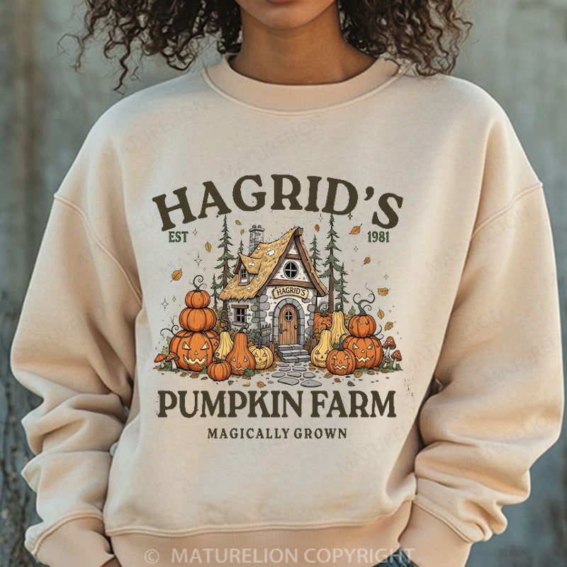Maturelion Halloween Sweatshirt Hagrid’s Pumpkin Farm Women Washed Sweatshirt