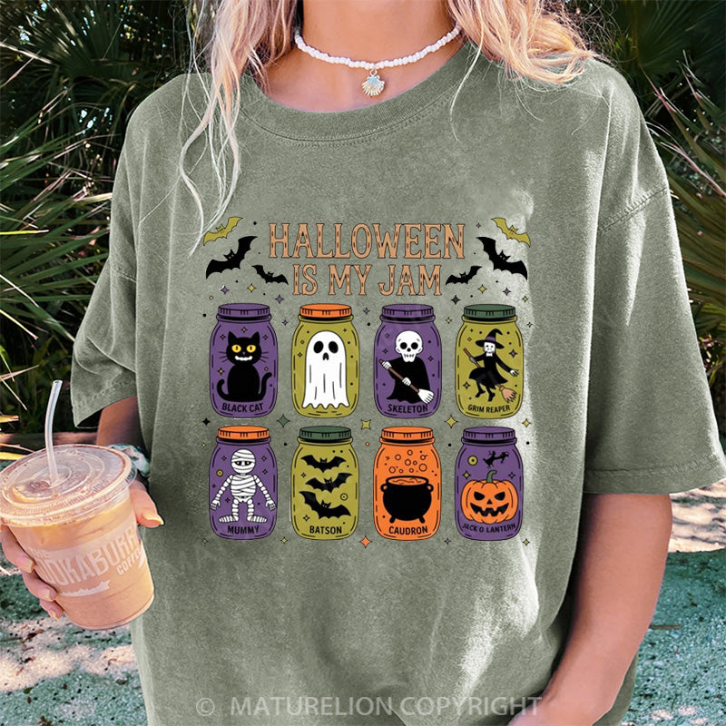 Maturelion Women's T-shirt Popular Halloween Is My Jam DTG Washed T-shirt