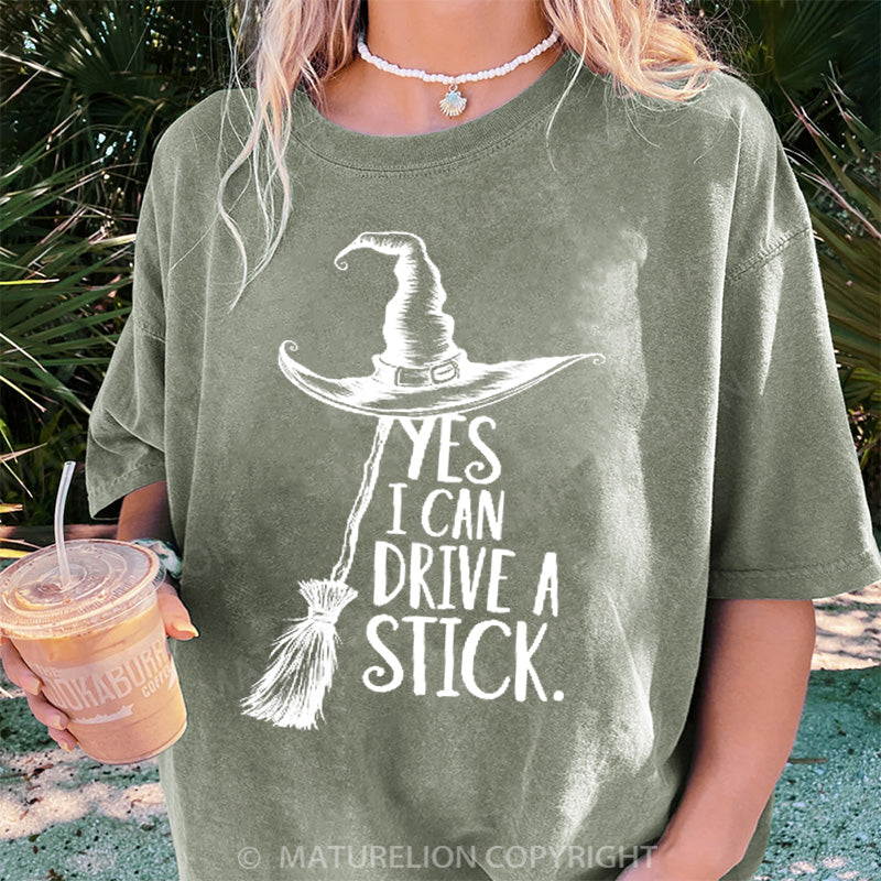 Maturelion Women's T-shirt Yes I Can Drive A Stick DTG Washed T-shirt
