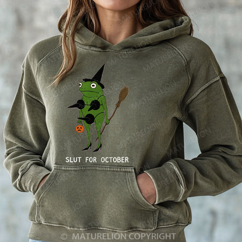 Maturelion Halloween Hoodie Slut For October Women Washed Hoodie