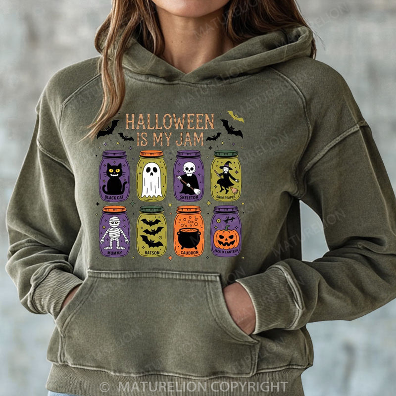 Maturelion Halloween Hoodie Popular Halloween Is My Jam Women Washed Hoodie