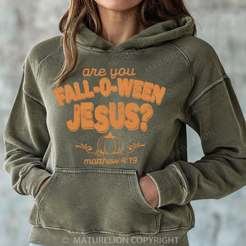 Maturelion Halloween Hoodie Fall Religious Women Washed Hoodie