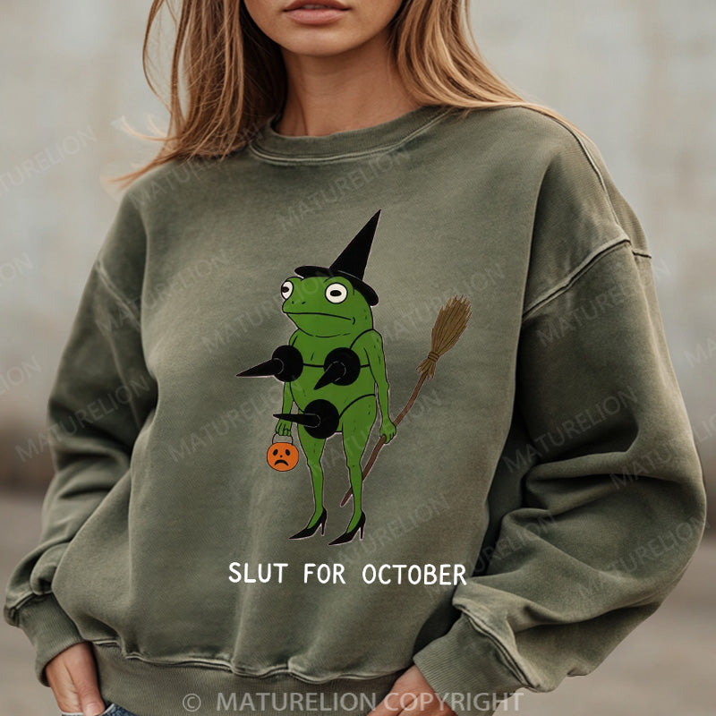 Maturelion Halloween Sweatshirt Slut For October Women Washed Sweatshirt