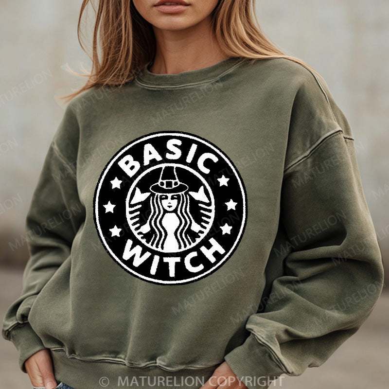 Maturelion Halloween Sweatshirt Basic Witch Women Washed Sweatshirt