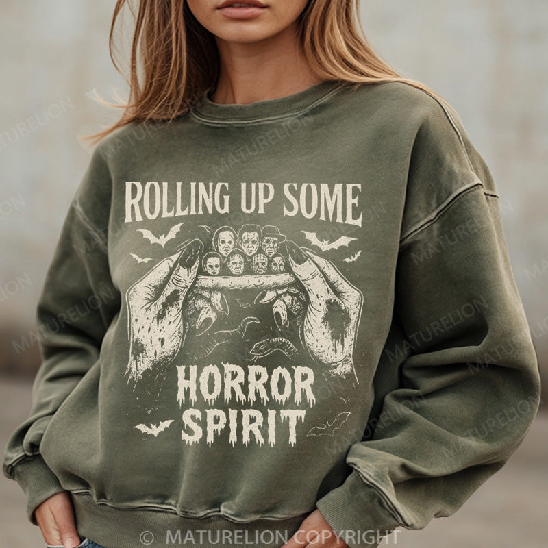 Maturelion Halloween Sweatshirt Rolling Up Some Horror Spirit Women Washed Sweatshirt