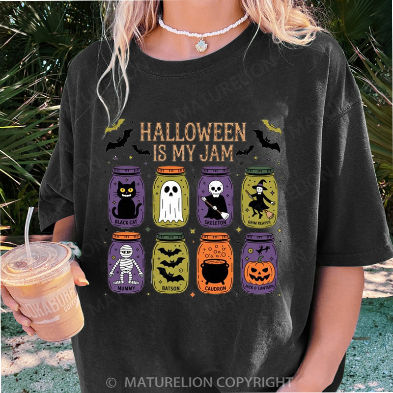 Maturelion Women's T-shirt Popular Halloween Is My Jam DTG Washed T-shirt