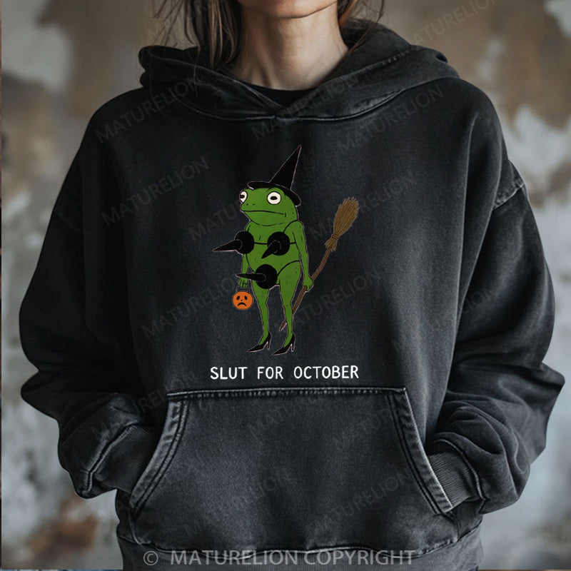 Maturelion Halloween Hoodie Slut For October Women Washed Hoodie