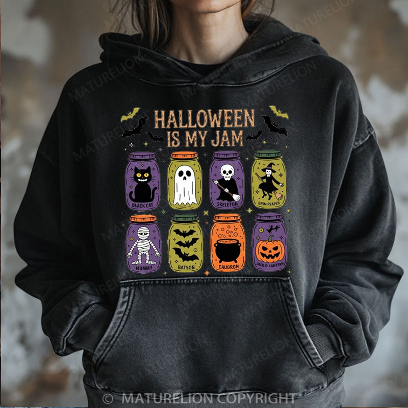Maturelion Halloween Hoodie Popular Halloween Is My Jam Women Washed Hoodie