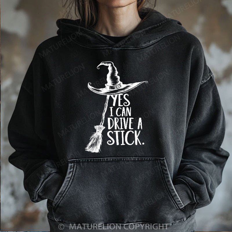 Maturelion Halloween Hoodie Yes I Can Drive A Stick Women Washed Hoodie
