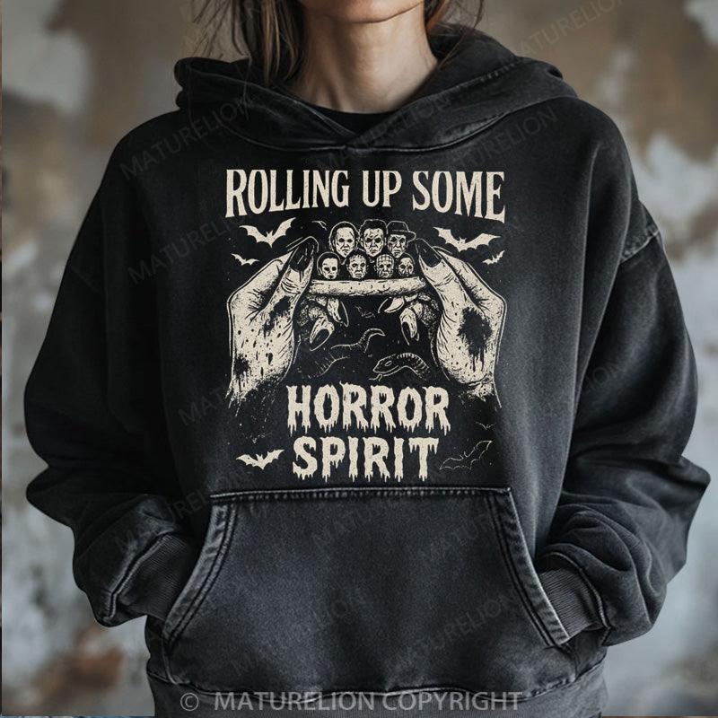 Maturelion Halloween Hoodie Rolling Up Some Horror Spirit Women Washed Hoodie