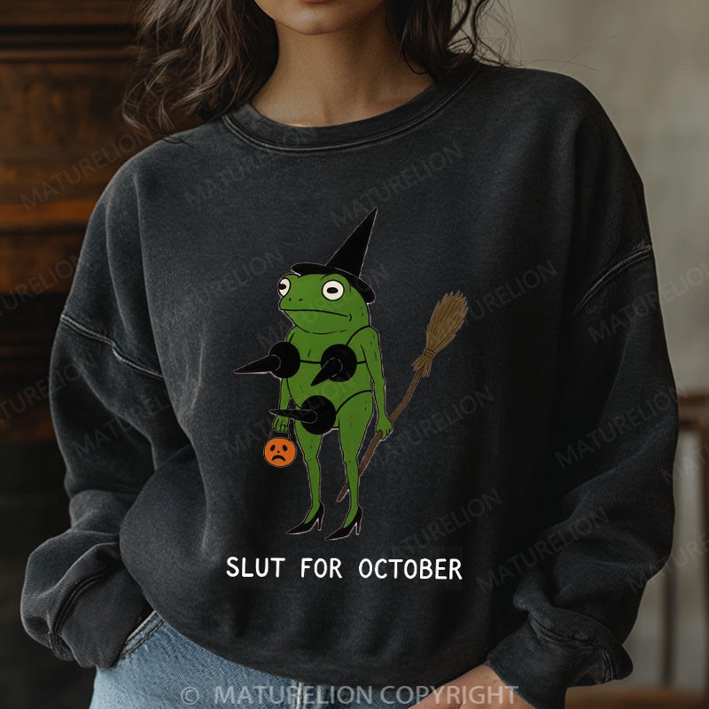 Maturelion Halloween Sweatshirt Slut For October Women Washed Sweatshirt