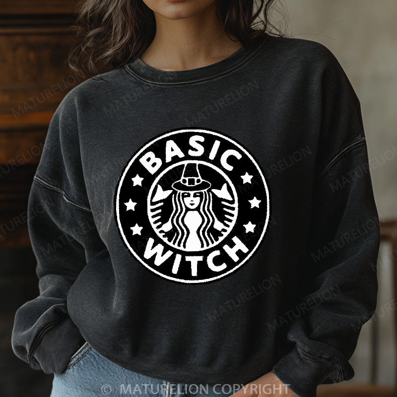 Maturelion Halloween Sweatshirt Basic Witch Women Washed Sweatshirt
