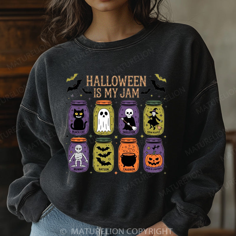 Maturelion Halloween Sweatshirt Popular Halloween Is My Jam Women Washed Sweatshirt