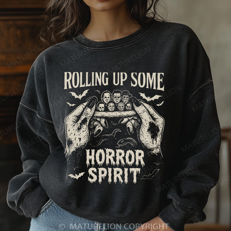 Maturelion Halloween Sweatshirt Rolling Up Some Horror Spirit Women Washed Sweatshirt