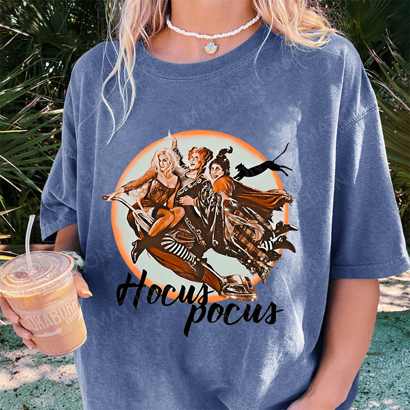 Maturelion Women's T-Shirt Retro Halloween Magic – Sanderson hallowen Sisters,Hocus halloween Cotton T-Shirt