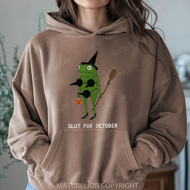 Maturelion Halloween Hoodie Slut For October Women Washed Hoodie