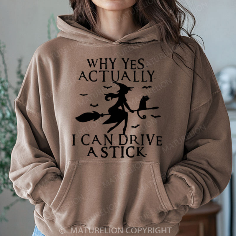Maturelion Halloween Hoodie Witch Driving Stick Women Washed Hoodie