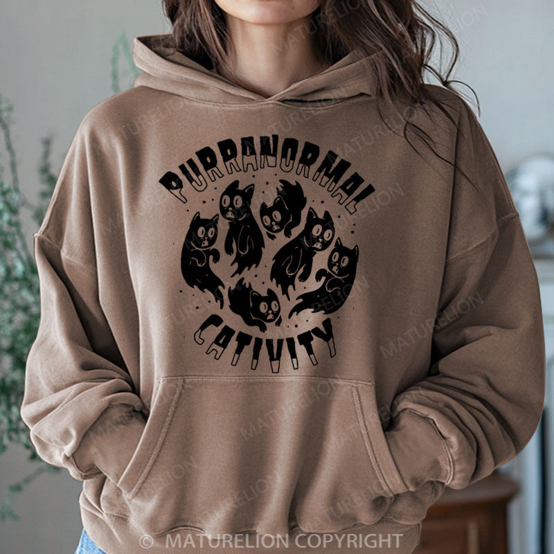 Maturelion Halloween Hoodie Cat Ghost Women Washed Hoodie