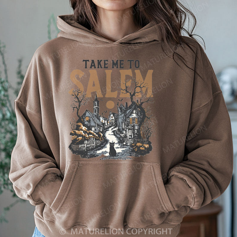 Maturelion Halloween Hoodie Take Me To Salem Women Washed Hoodie