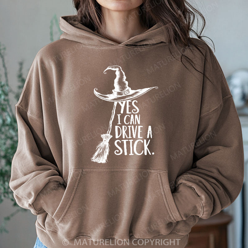 Maturelion Halloween Hoodie Yes I Can Drive A Stick Women Washed Hoodie