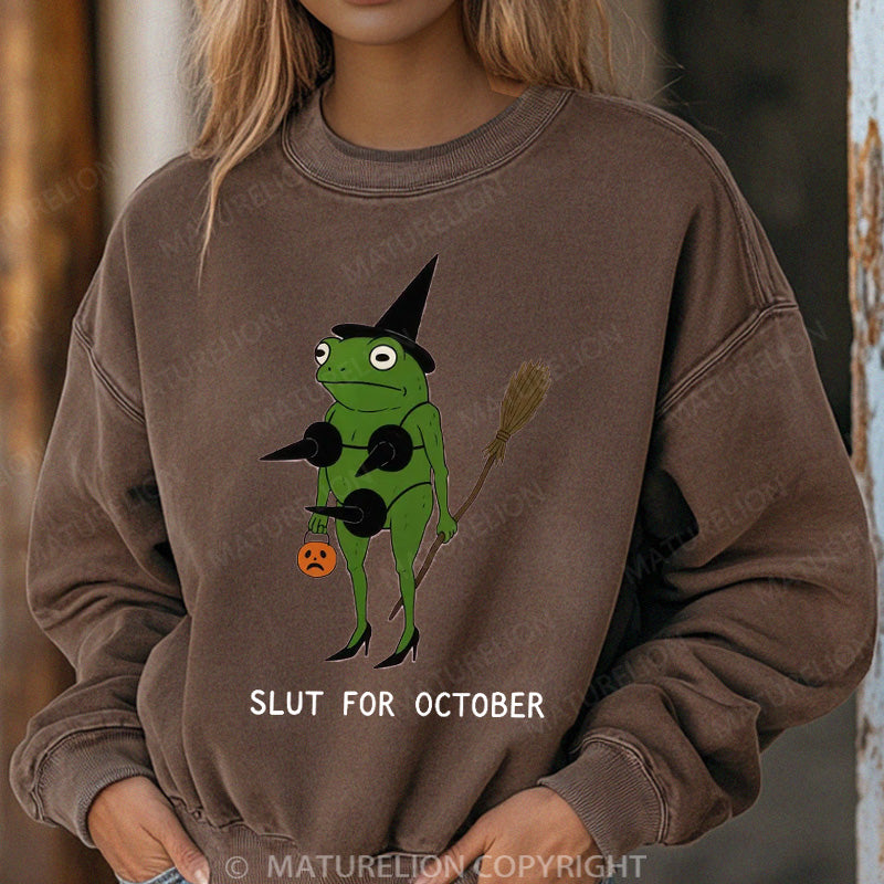 Maturelion Halloween Sweatshirt Slut For October Women Washed Sweatshirt