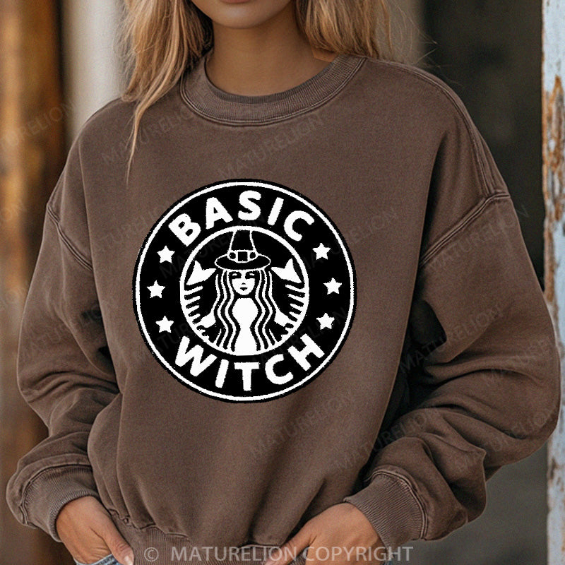 Maturelion Halloween Sweatshirt Basic Witch Women Washed Sweatshirt