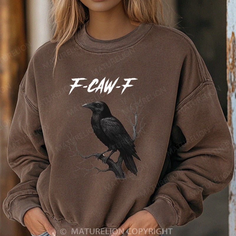 Maturelion Halloween Sweatshirt F-Caw-F Women Washed Sweatshirt