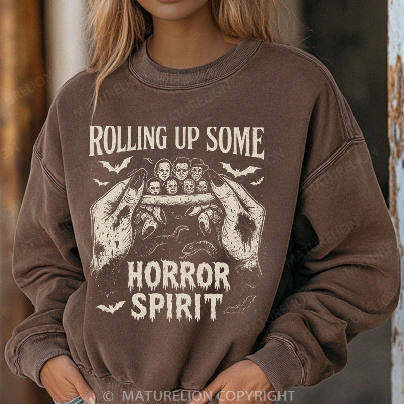 Maturelion Halloween Sweatshirt Rolling Up Some Horror Spirit Women Washed Sweatshirt