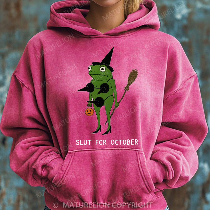 Maturelion Halloween Hoodie Slut For October Women Washed Hoodie
