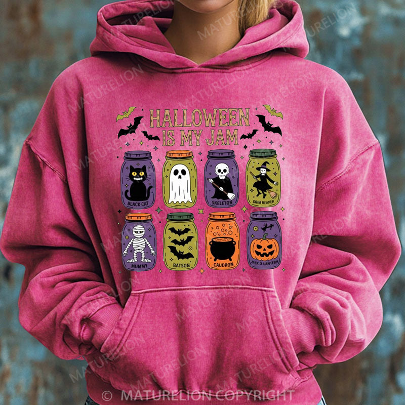 Maturelion Halloween Hoodie Popular Halloween Is My Jam Women Washed Hoodie