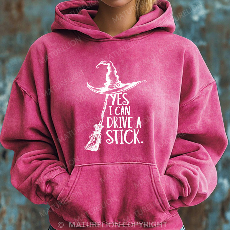 Maturelion Halloween Hoodie Yes I Can Drive A Stick Women Washed Hoodie